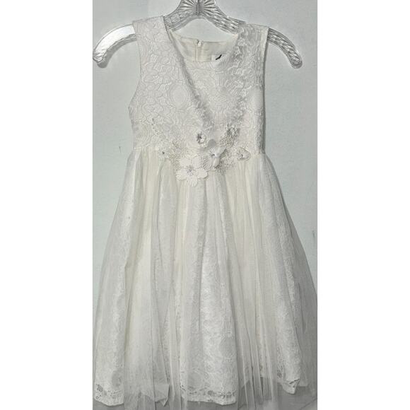Diva Behavior Other - Diva Behavior‎ Girls 7 Dress Floral Tulle Lace Wedding Christening Flower Girl